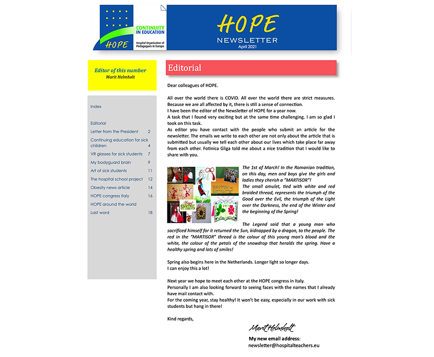 HOPE Newsletter April 2021